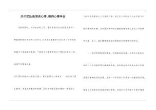 关于团队的培训心得-培训心得体会