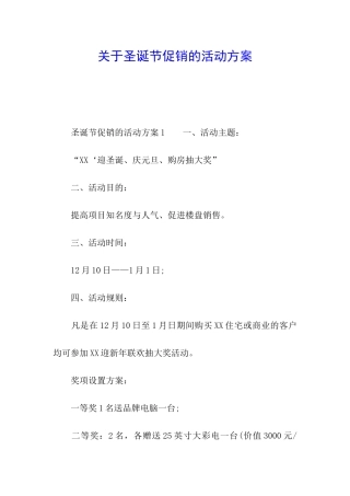 关于圣诞节促销的活动方案