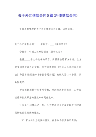 关于外汇借款合同5篇