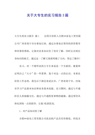 关于大专生的实习报告3篇
