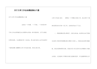 关于大学工作总结模板集合六篇