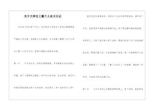 关于大学生工量个人实习日记