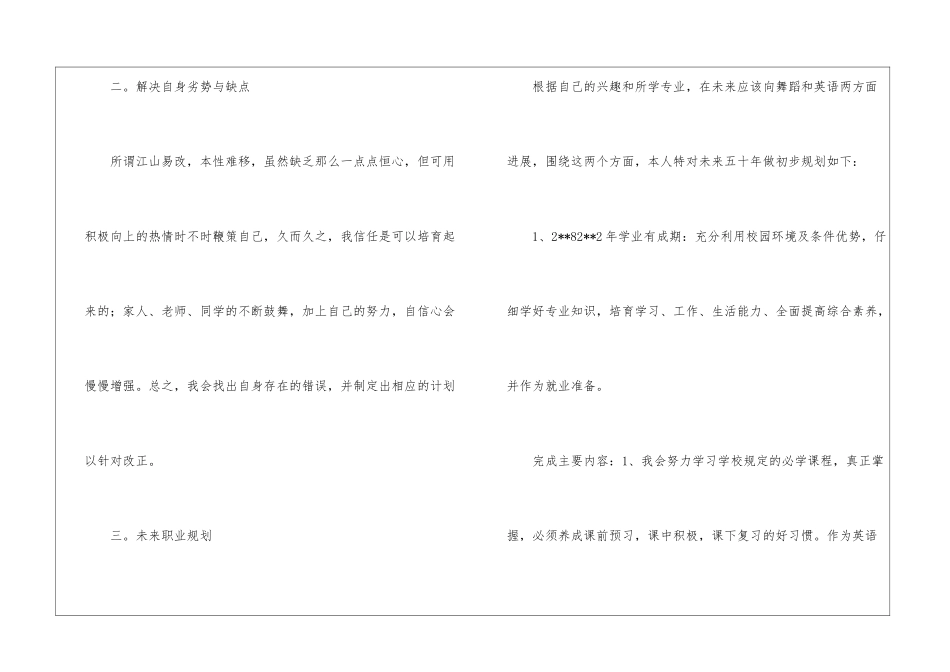 关于大学生职业规划模板合集四篇_第2页