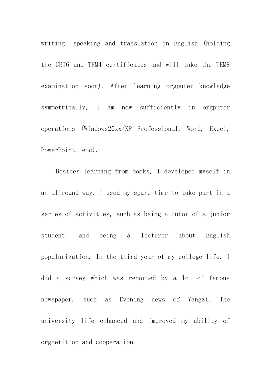关于大学生英文求职信汇总九篇_第2页