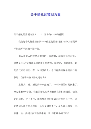 关于婚礼的策划方案