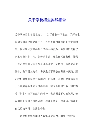 关于学校招生实践报告