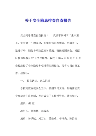 关于安全隐患排查自查报告