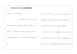 关于实习生个人实习总结集锦5篇