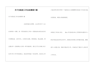 关于实验室工作总结集锦六篇