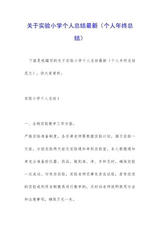 关于实验小学个人总结最新