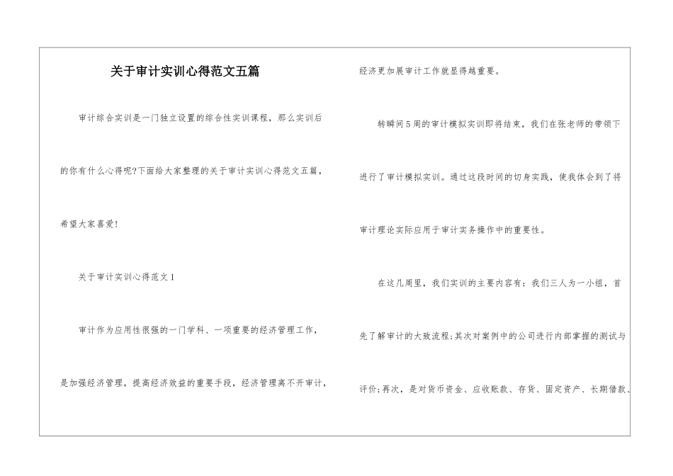 关于审计实训心得范文五篇_第1页