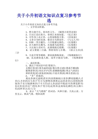 关于小升初语文知识点复习参考节选