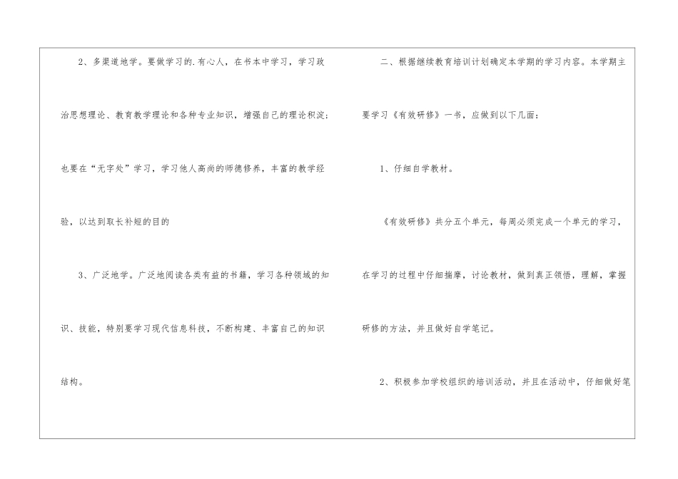 关于小学教师个人研修计划_第2页