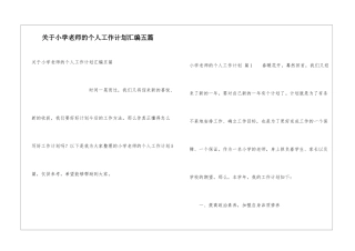 关于小学教师的个人工作计划汇编五篇