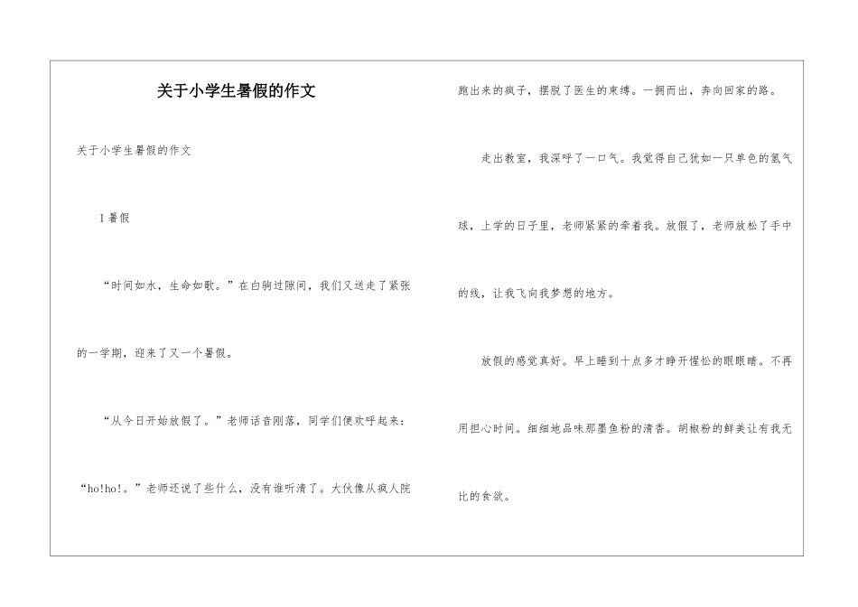 关于小学生暑假的作文_第1页