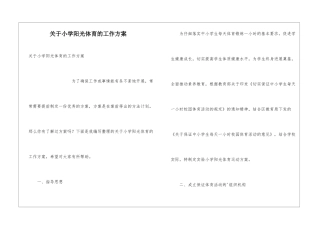 关于小学阳光体育的工作方案