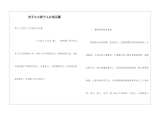 关于小小班个人计划五篇
