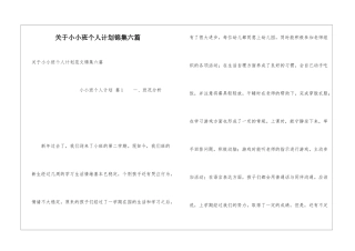 关于小小班个人计划锦集六篇