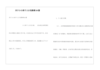 关于小小班个人计划集锦10篇