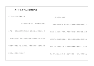 关于小小班个人计划集锦九篇