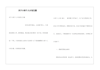 关于小班个人计划五篇