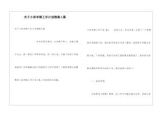 关于小班学期工作计划锦集5篇