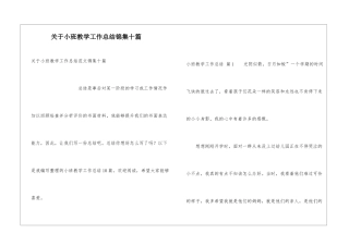 关于小班教学工作总结锦集十篇