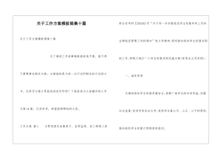 关于工作方案模板锦集十篇