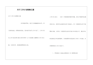 关于工作计划锦集五篇