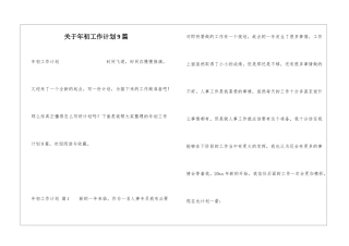 关于年初工作计划9篇