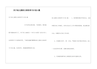 关于幼儿园的大班的学习计划3篇