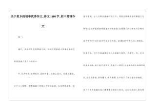 关于思乡的初中优秀作文-作文1100字-初中抒情作文