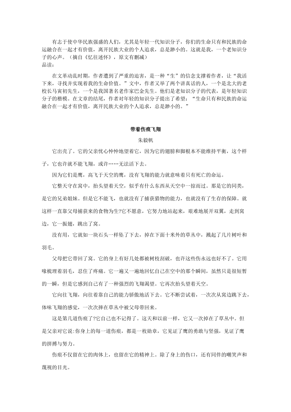 高中语文 敲响希望的钟声——“信念”主题阅读素材_第2页