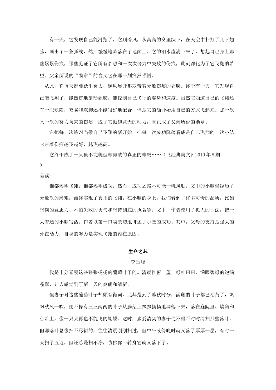 高中语文 敲响希望的钟声——“信念”主题阅读素材_第3页