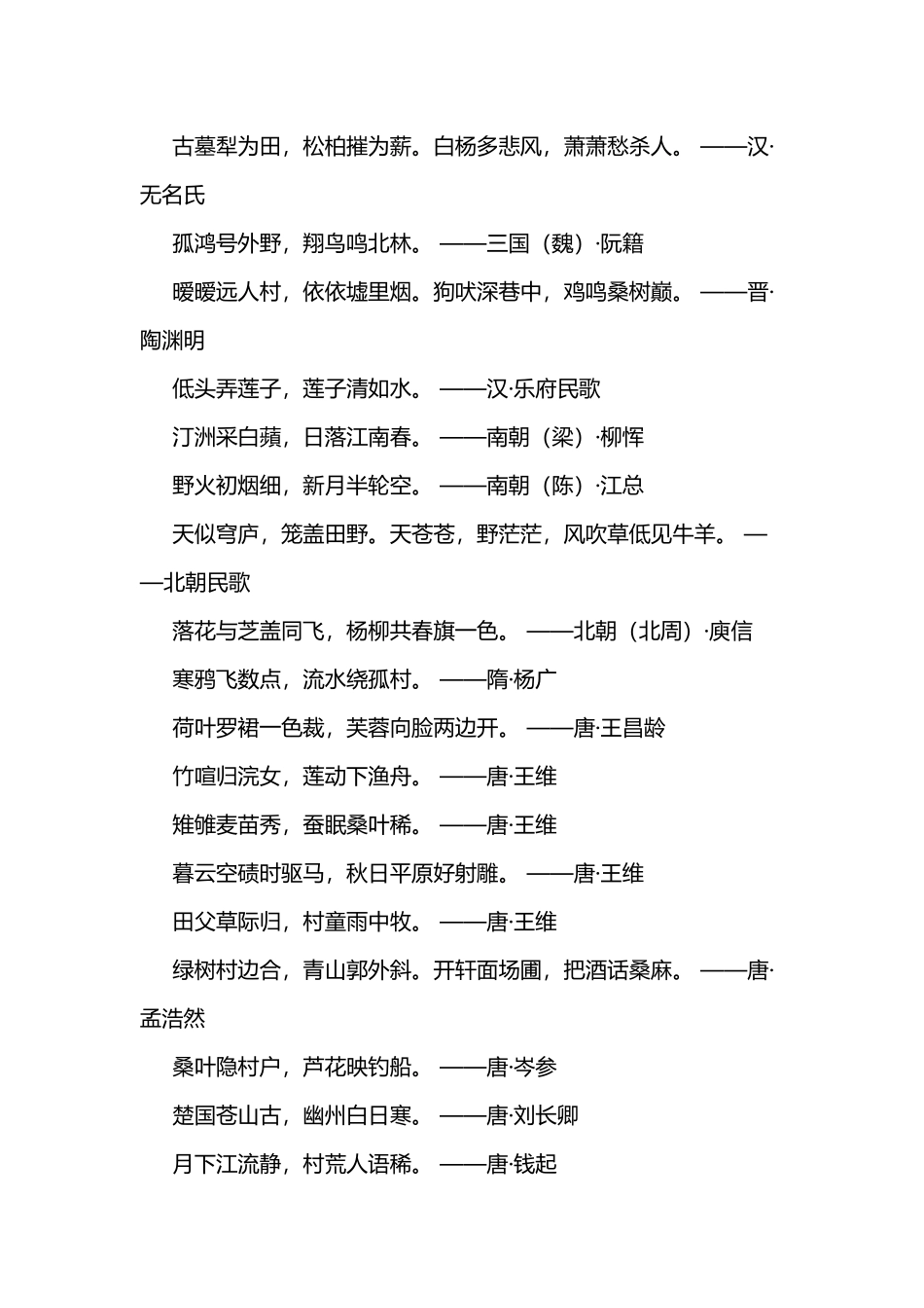 有关乡村原野诗文名句总结_第1页