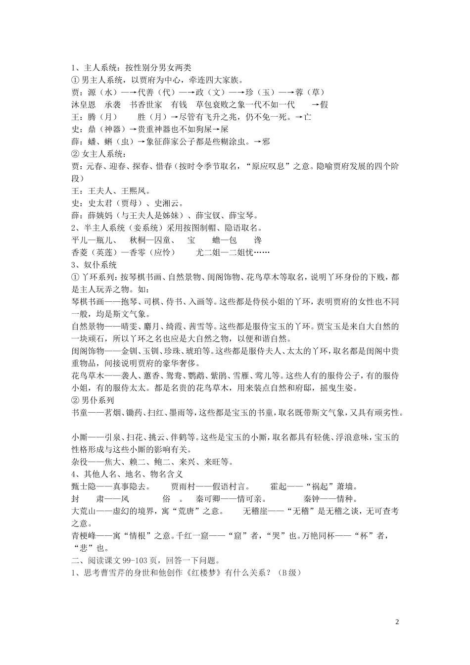 高中语文 名著导读《红楼梦》导学案（一） 新人教版必修3_第2页