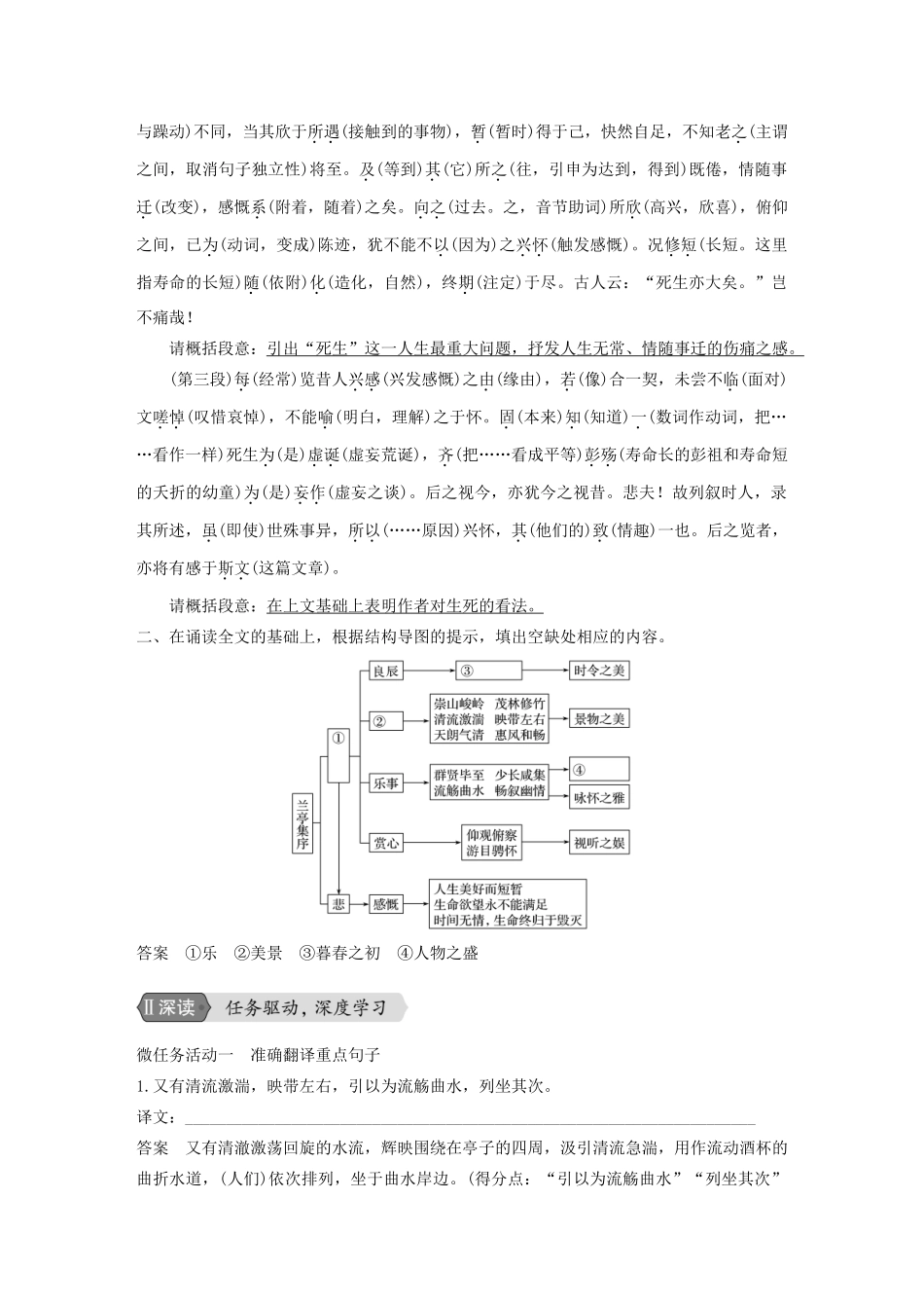 高中语文 专题四 文本15 兰亭集序学案 苏教版必修5-苏教版高三必修5语文学案_第2页