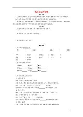 高中语文 第10课 扼住命运的咽喉学案 粤教版选修《传记选读》-粤教版高二《传记选读》语文学案