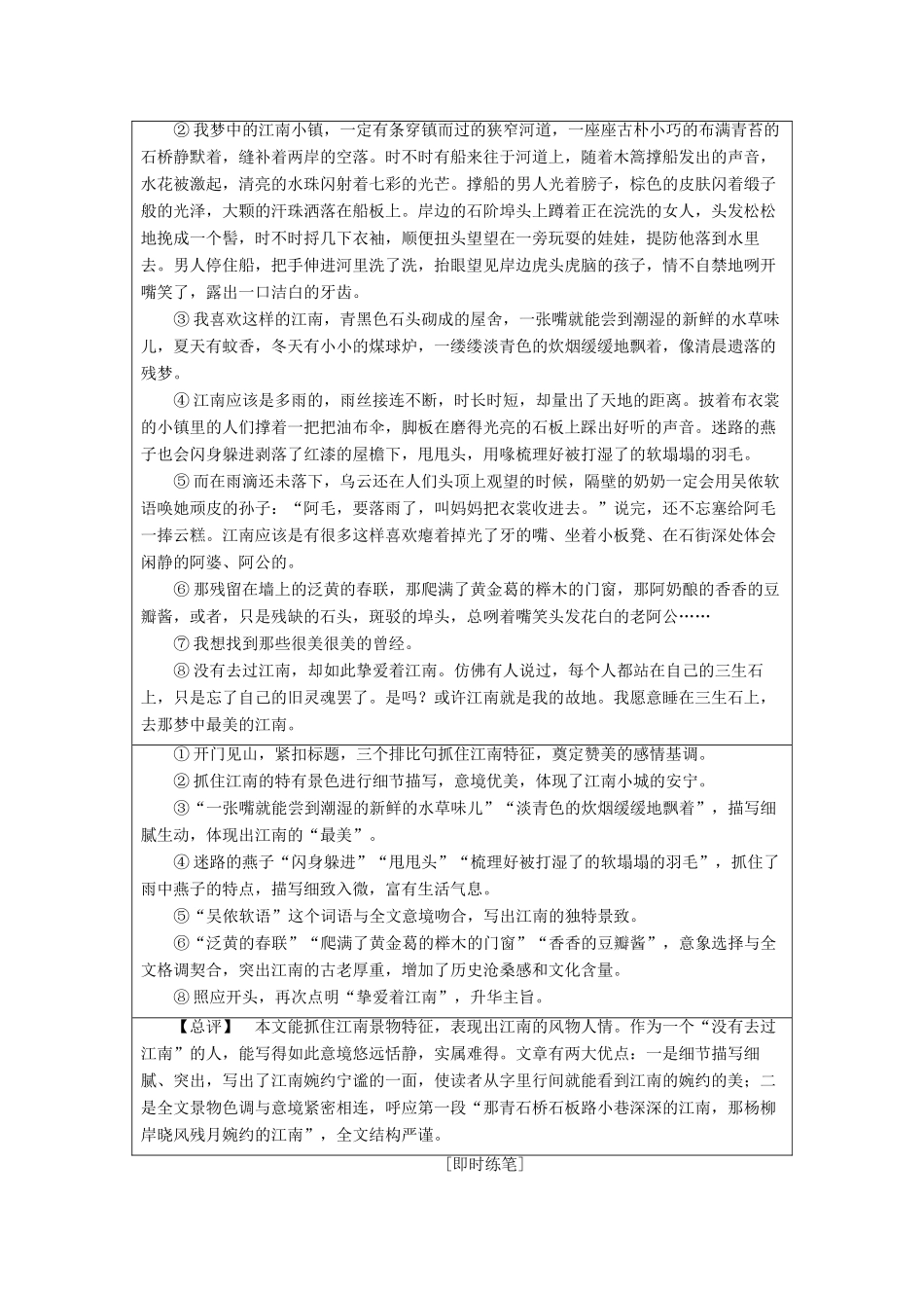 高中语文 第1单元 单元序列写作1 亲近自然 写景要抓住特征学案 新人教版必修2-新人教版高中必修2语文学案_第3页