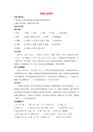 高中语文 第1课 林黛玉进贾府学案6 新人教版必修3-新人教版高一必修3语文学案