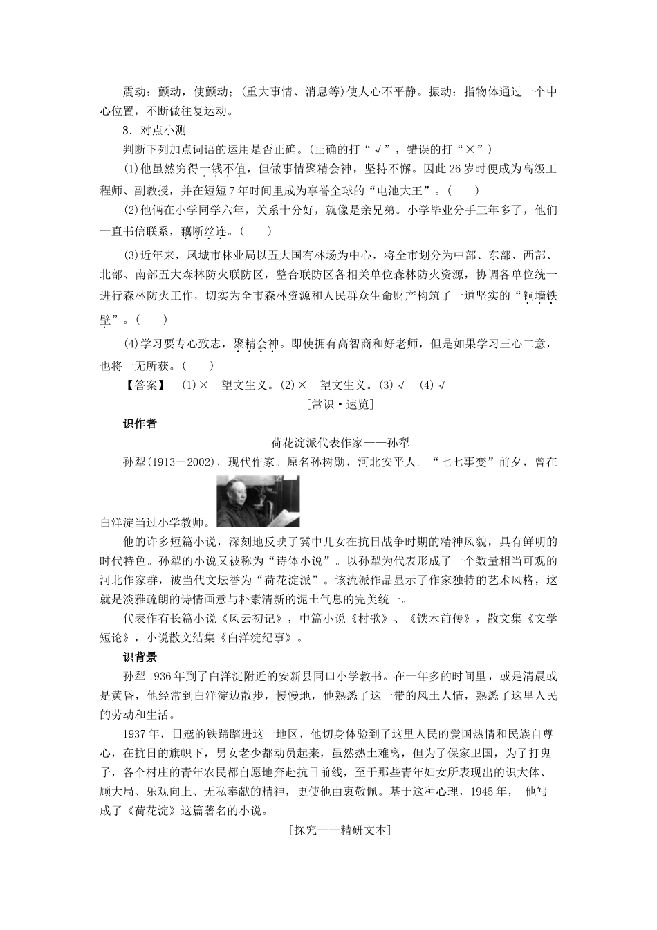 高中语文 第3单元 12 荷花淀学案 粤教版必修3-粤教版高二必修3语文学案_第2页