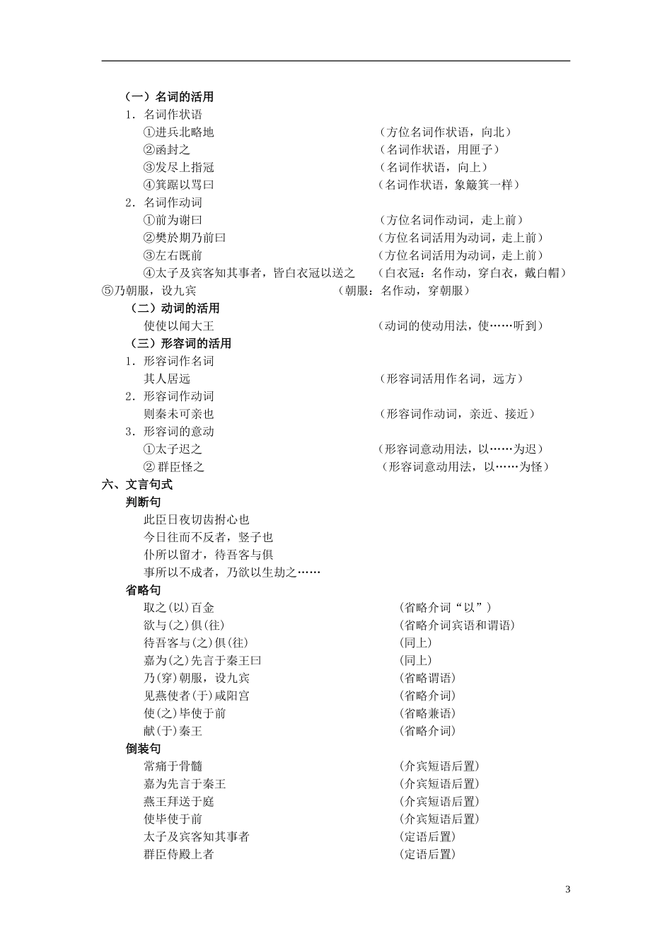 高中语文 第5课 荆轲刺秦王学案 新人教版必修1-新人教版高中必修1语文学案_第3页