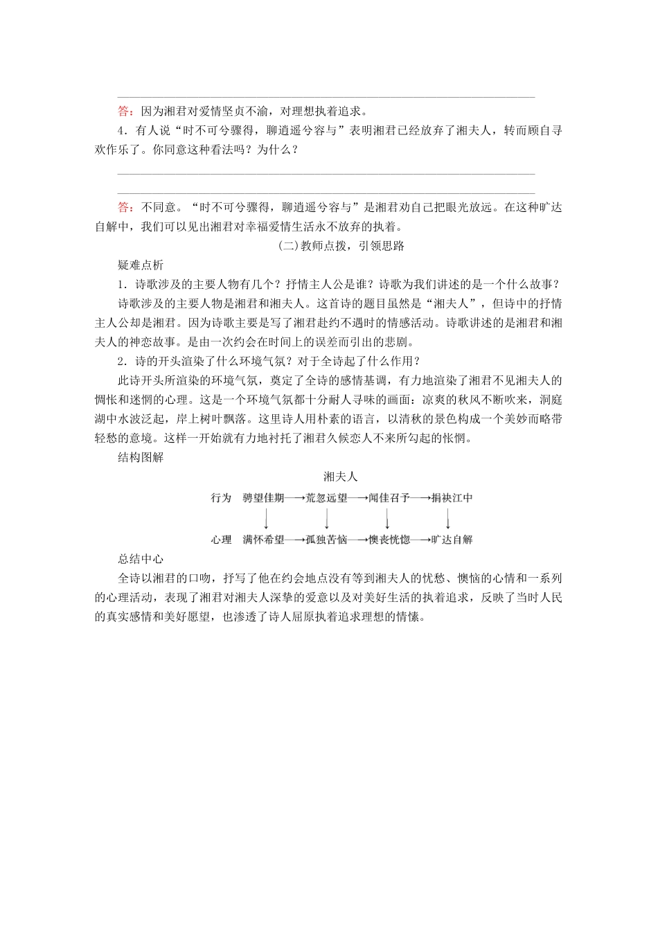 高中语文 第一单元 以意逆志，知人论世 自主赏析 湘夫人学案 新人教版选修《中国古代诗歌散文欣赏》-新人教版高二《中国古代诗歌散文欣赏》语文学案_第3页