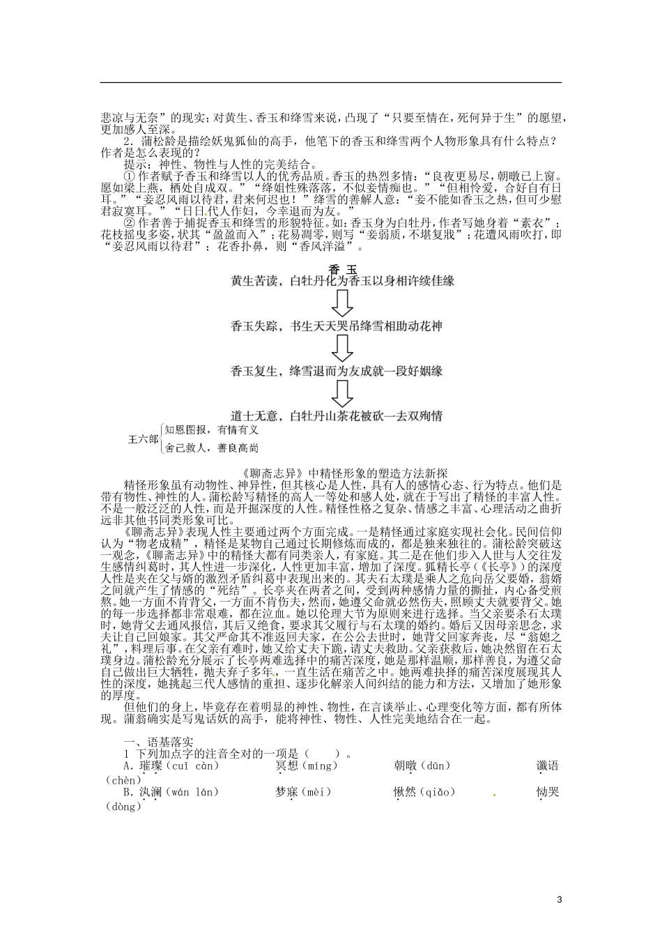 高中语文 第二单元 4谈神说鬼寄幽怀《聊斋志异》导学案 新人教版选修《中国小说欣赏》-新人教版高二《中国小说欣赏》语文学案_第3页