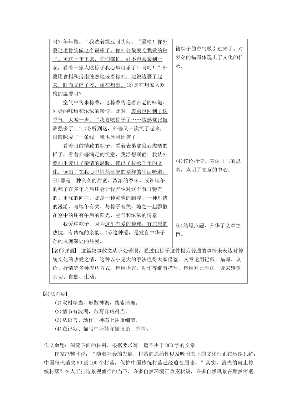 高中语文 第三单元 散文 单元写作导学案 记叙性散文写作学案 粤教版必修1-粤教版高一必修1语文学案_第2页