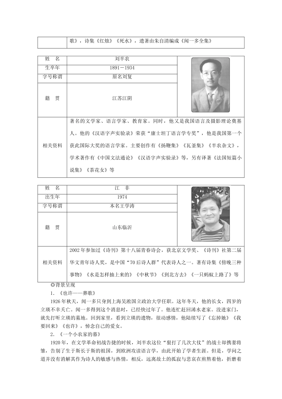 高中语文 第二单元 也许——葬歌 一个小农家的暮 妈妈学案 新人教版选修《中国现代诗歌散文欣赏》-新人教版高中选修语文学案_第3页