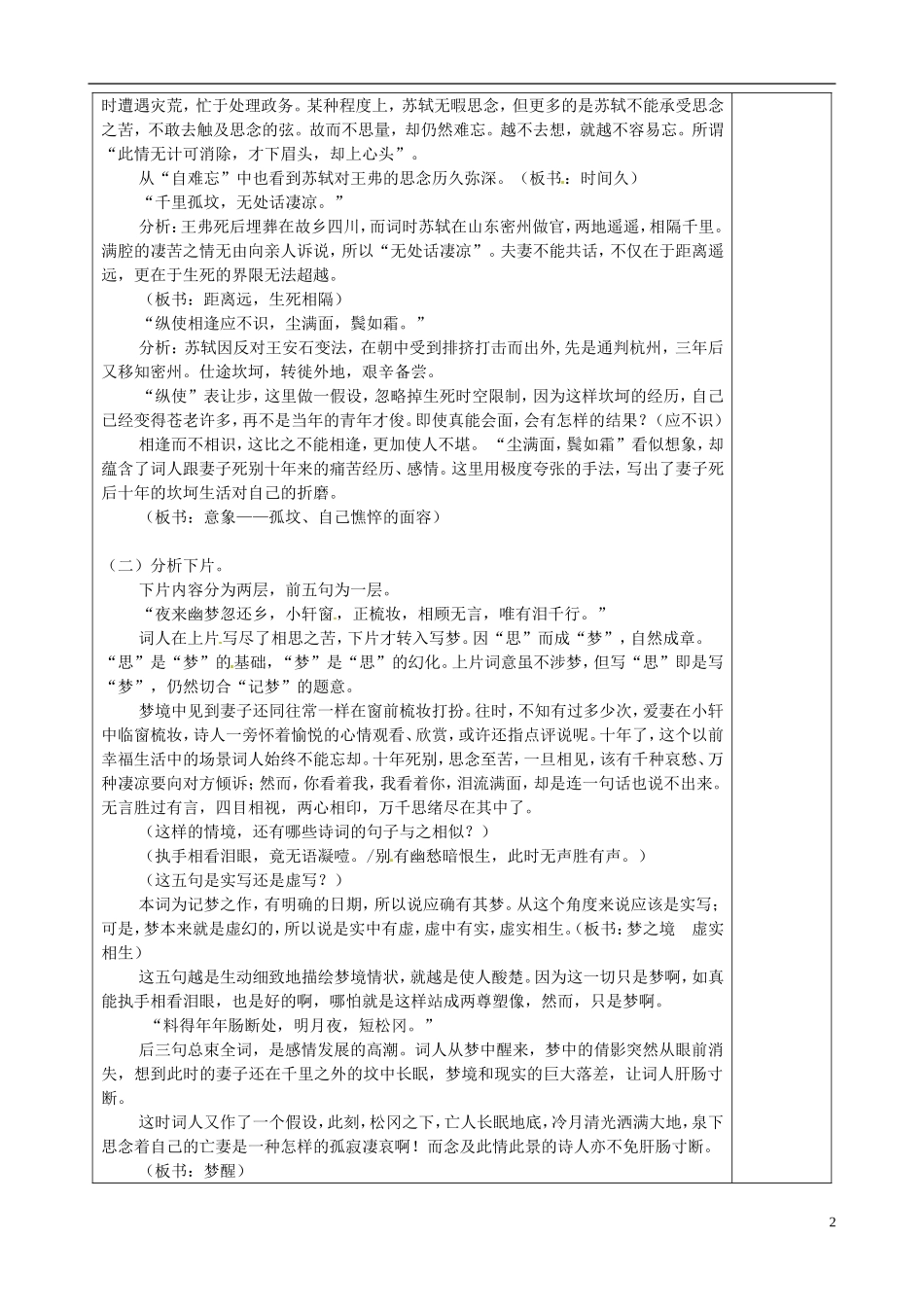 高中语文 第九专题《江城子》学案 苏教版选修《唐诗宋词选读》-苏教版高二《唐诗宋词选读》语文学案_第2页