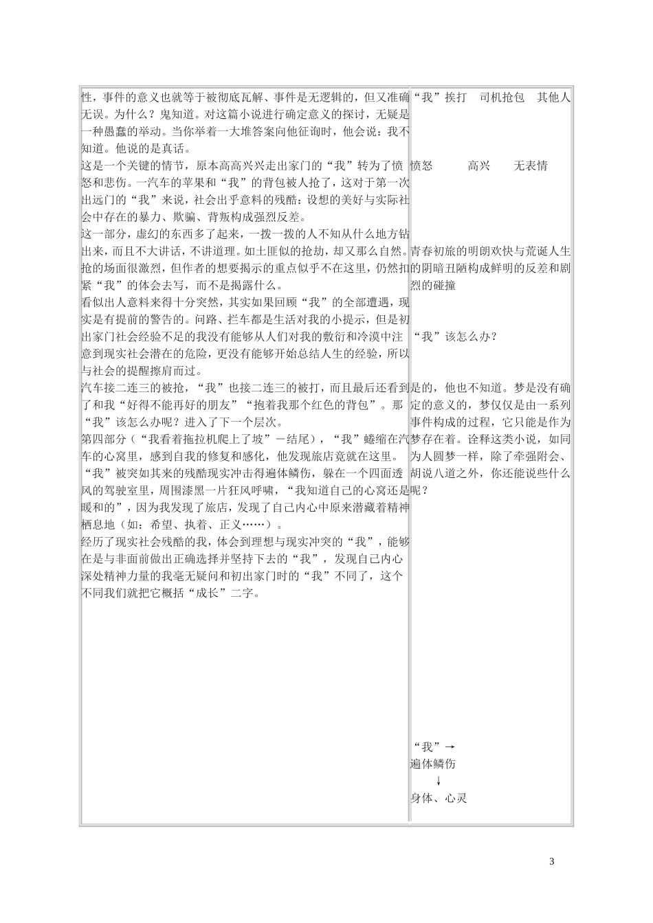 高中语文 第三单元之《十八岁出门远行》学案 语文版必修1_第3页