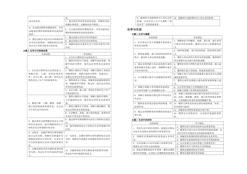 2025年普通高中学生学业水平考试化学考试大纲及考试说明_第3页