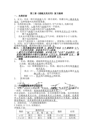 2025年初中物理透镜及其应用知识点